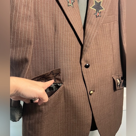 Handmade Blazer Patchwork Stars Western Boho - Picture 7 of 8